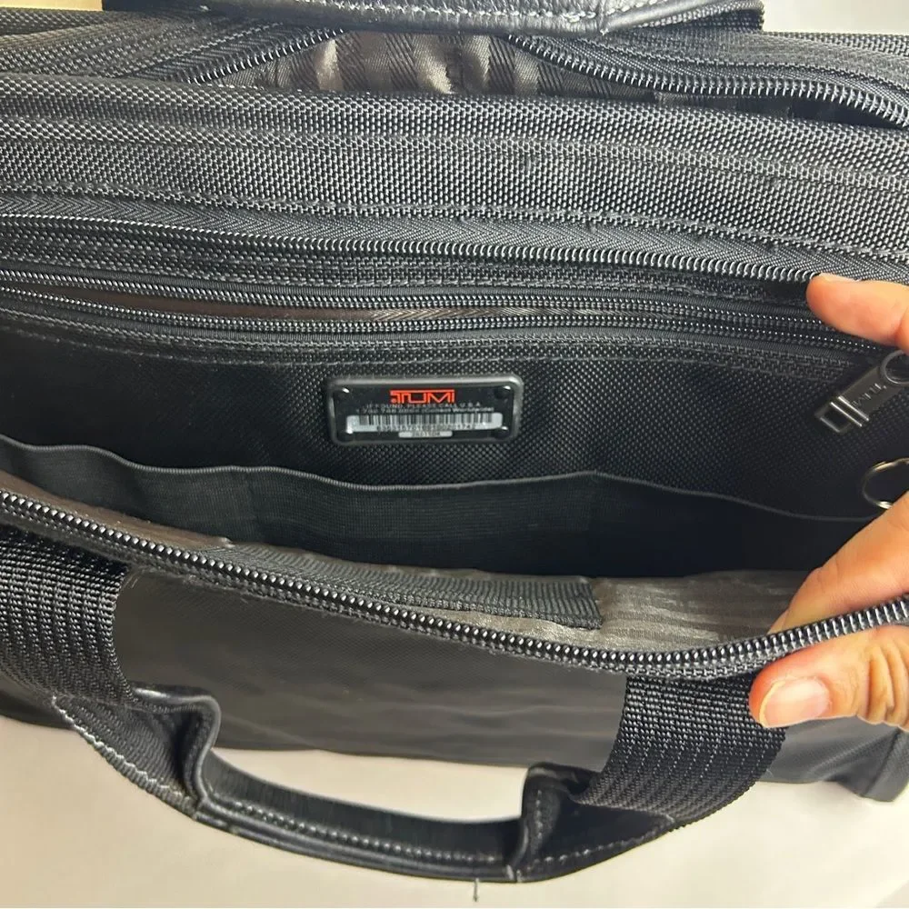 Tumi Black laptop case Durable light worn 17”x13”